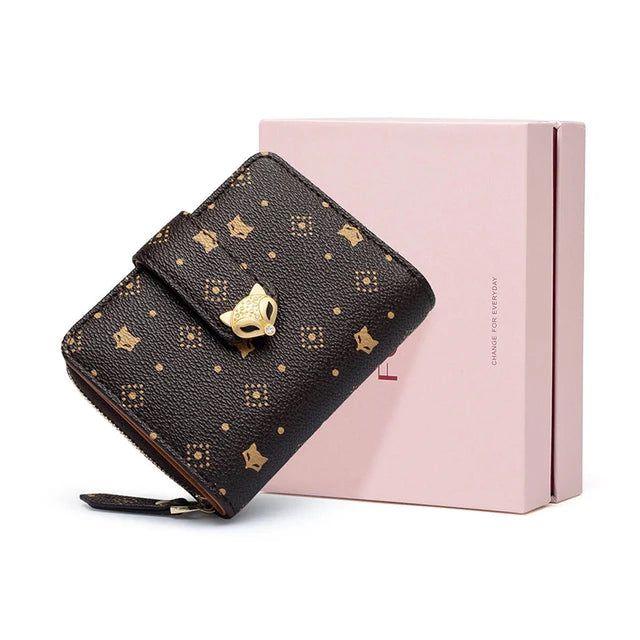 Sophisticated Monogram PVC Mini Wallet for Women - Stylish Short Money Bag with Multiple Compartments and Card Holder