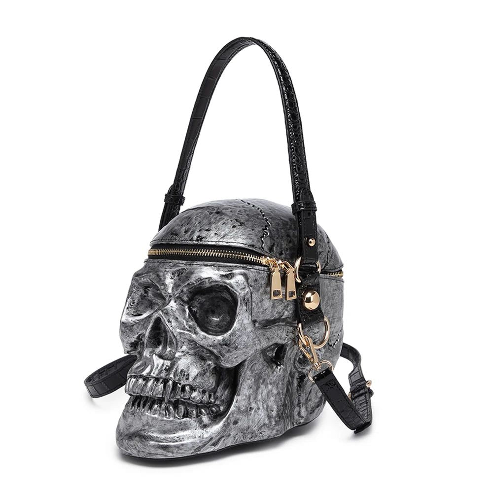 Steampunk 3D Skull Handbag for Women - Unique Barrel-Shaped Crossbody Satchel with Skeleton Design