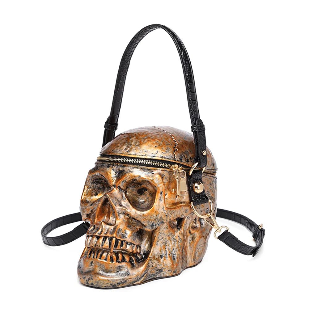 Steampunk 3D Skull Handbag for Women - Unique Barrel-Shaped Crossbody Satchel with Skeleton Design