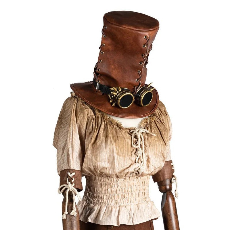 Steampunk Carnival Hat for Men and Women - Unisex Faux Leather Cosplay Headwear