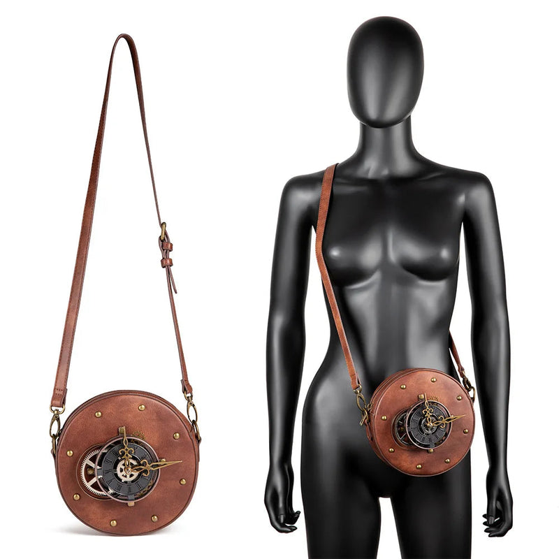 Steampunk Chic Luxury Messenger Handbag for Women - Versatile Shoulder and Clutch Purse