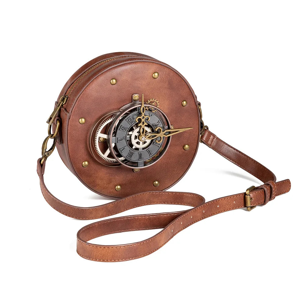 Steampunk Chic Luxury Messenger Handbag for Women - Versatile Shoulder and Clutch Purse