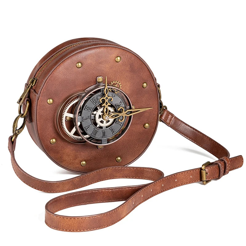 Steampunk Chic Luxury Messenger Handbag for Women - Versatile Shoulder and Clutch Purse