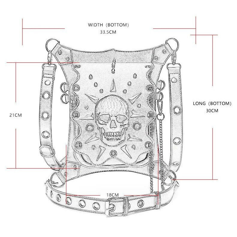 Steampunk Skull Motif Waist Bag for Bikers - Gothic Fanny Pack and Crossbody Pouch