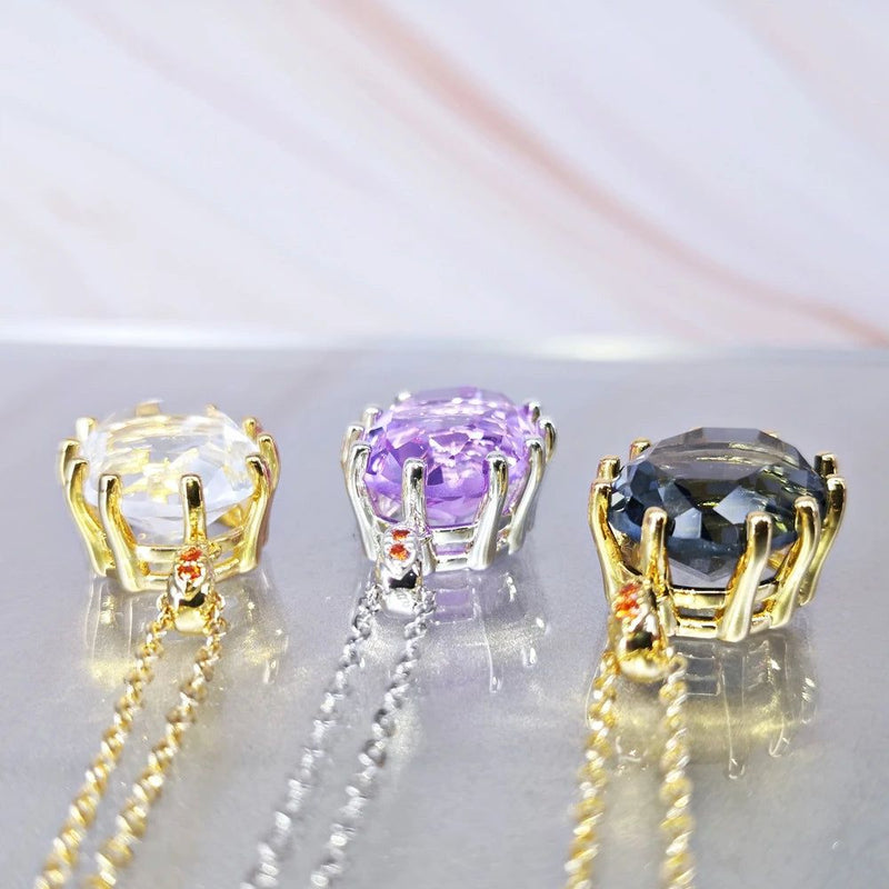 Stunning 18mm Zircon Pendant Necklace with Prong Setting in 3 Elegant Colors