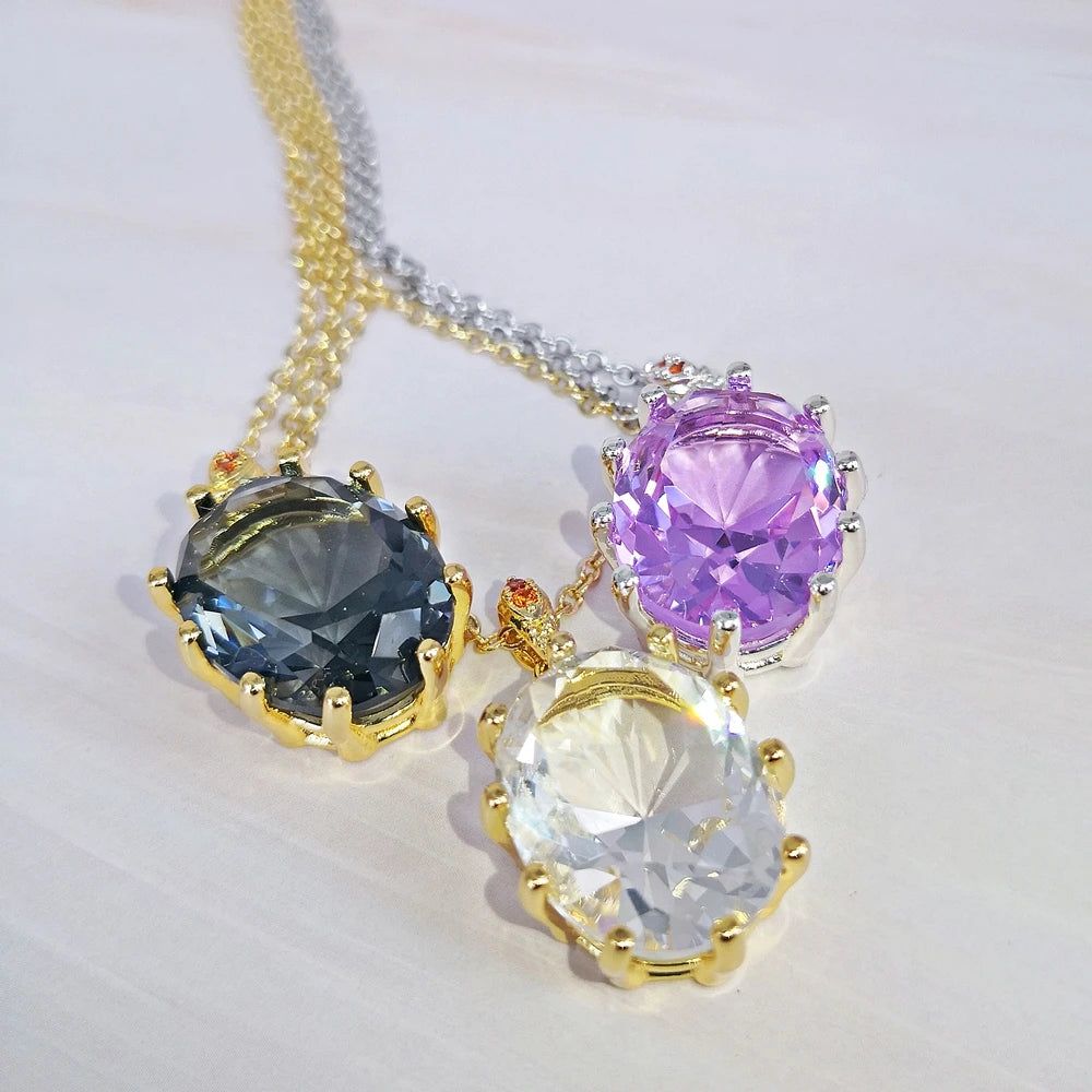 Stunning 18mm Zircon Pendant Necklace with Prong Setting in 3 Elegant Colors