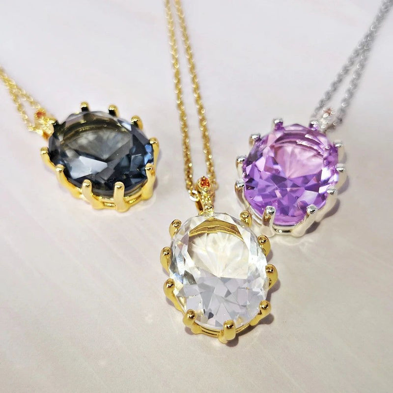 Stunning 18mm Zircon Pendant Necklace with Prong Setting in 3 Elegant Colors