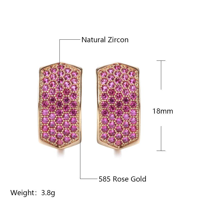 Stunning 585 Rose Gold Drop Earrings with Micro Paved Red Natural Zircon for a Luxurious Look