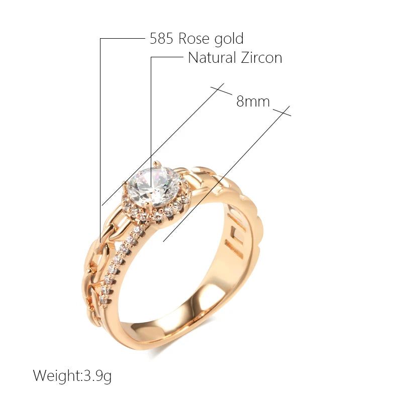 Stunning 585 Rose Gold Fashion Ring with Natural Zircon Crystal – Modern Cocktail Jewelry