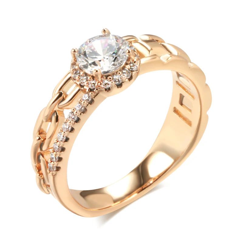 Stunning 585 Rose Gold Fashion Ring with Natural Zircon Crystal – Modern Cocktail Jewelry