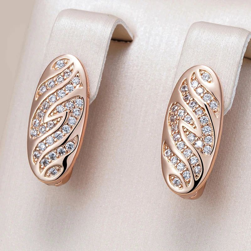 Stunning 585 Rose Gold Plated English Insect Earrings with Natural Zircon Accents