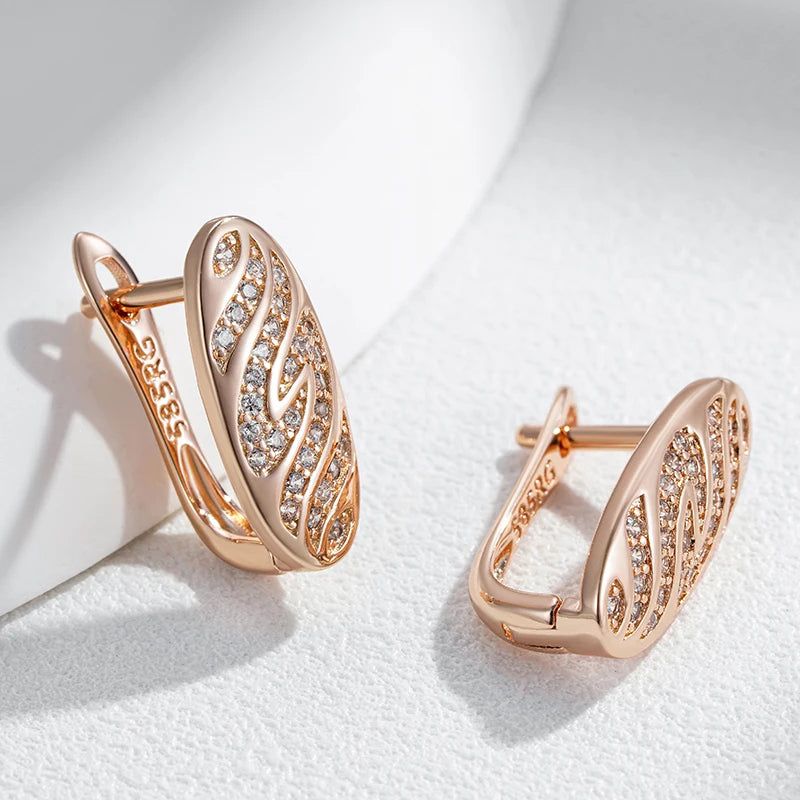 Stunning 585 Rose Gold Plated English Insect Earrings with Natural Zircon Accents