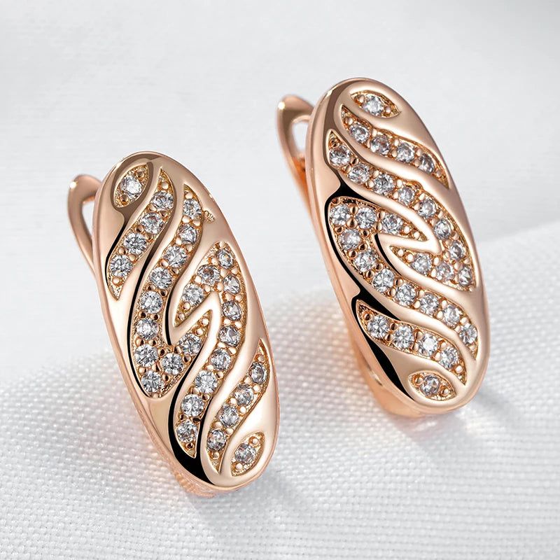 Stunning 585 Rose Gold Plated English Insect Earrings with Natural Zircon Accents