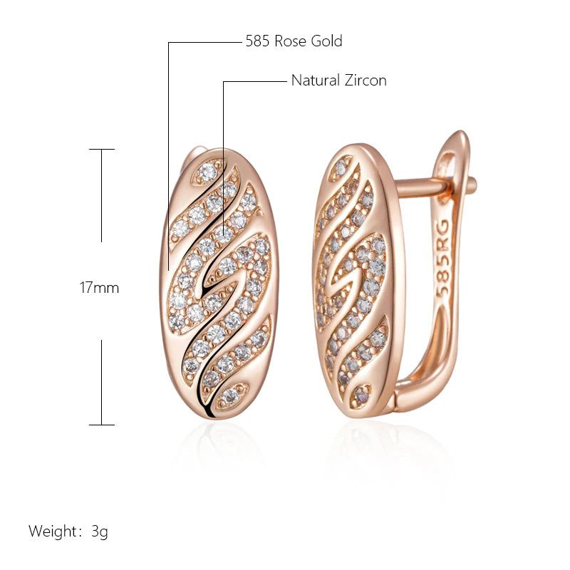 Stunning 585 Rose Gold Plated English Insect Earrings with Natural Zircon Accents