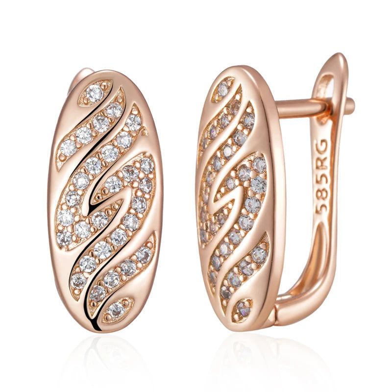 Stunning 585 Rose Gold Plated English Insect Earrings with Natural Zircon Accents