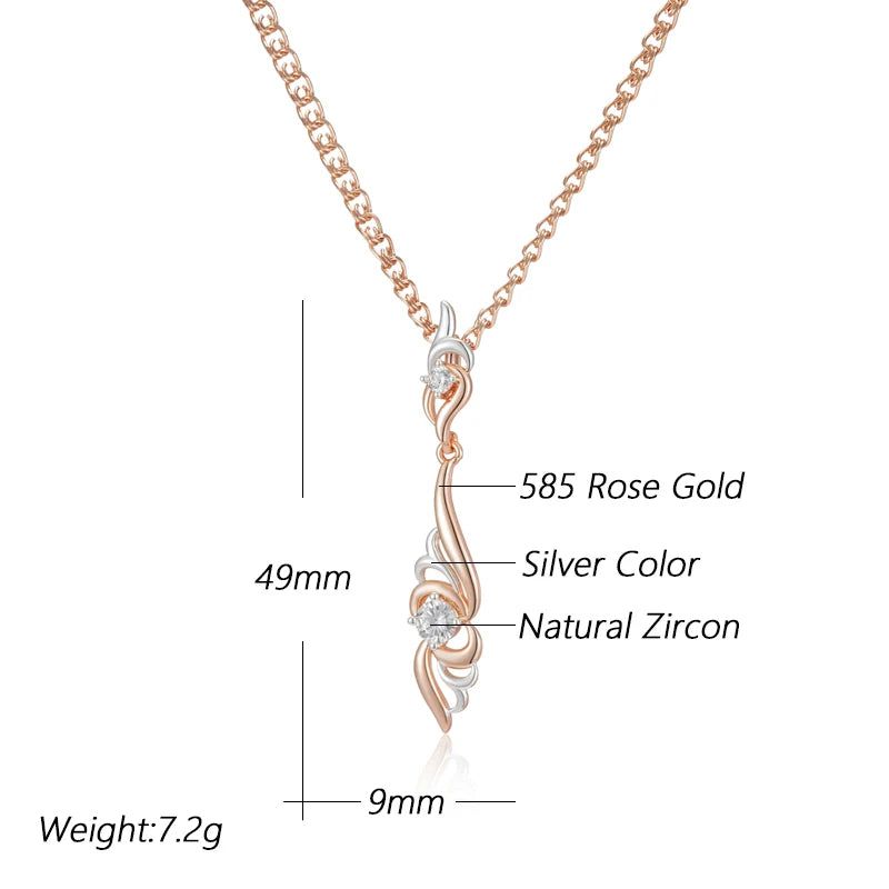 Stunning Boho Floral Pendant Necklace in 585 Rose Gold and Silver Mix