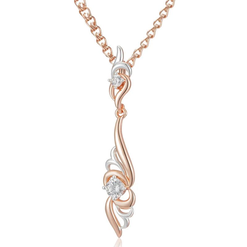 Stunning Boho Floral Pendant Necklace in 585 Rose Gold and Silver Mix