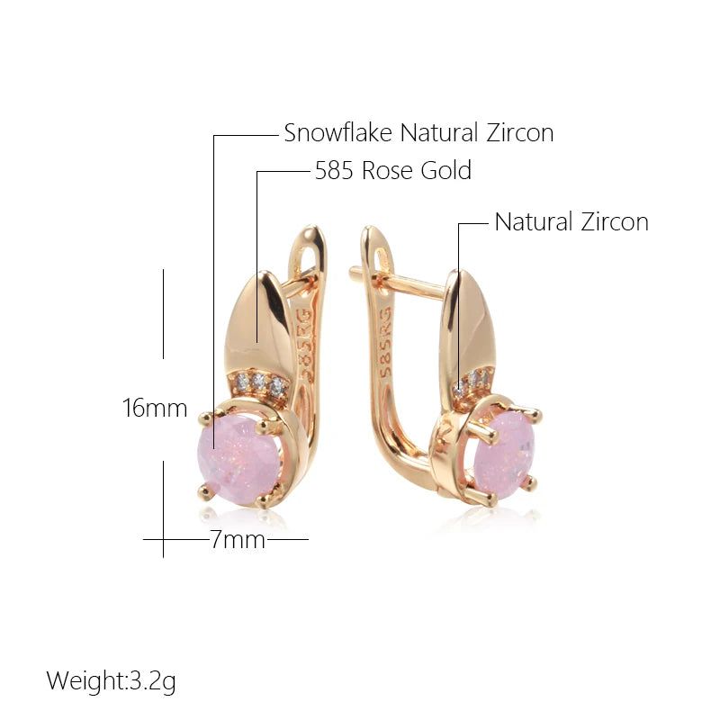 Stunning Emerald Round Cut Zircon Clip Earrings in 585 Rose Gold with Natural White Zircon for Fashionable Occasions