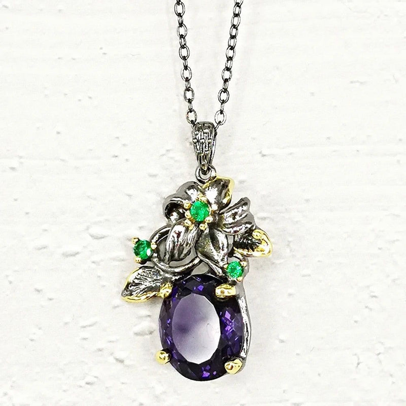 Stunning Floral-Inspired Purple Zircon Pendant Necklace