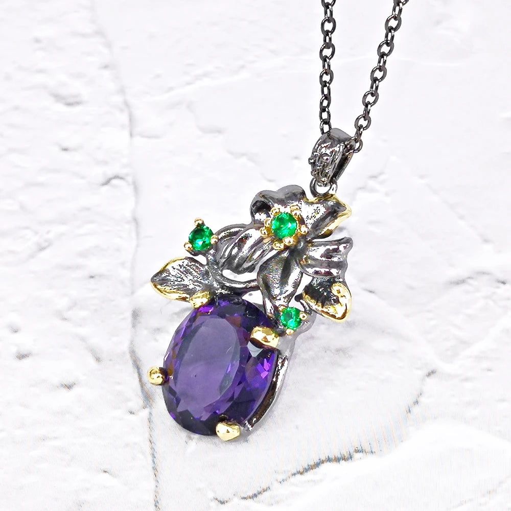 Stunning Floral-Inspired Purple Zircon Pendant Necklace