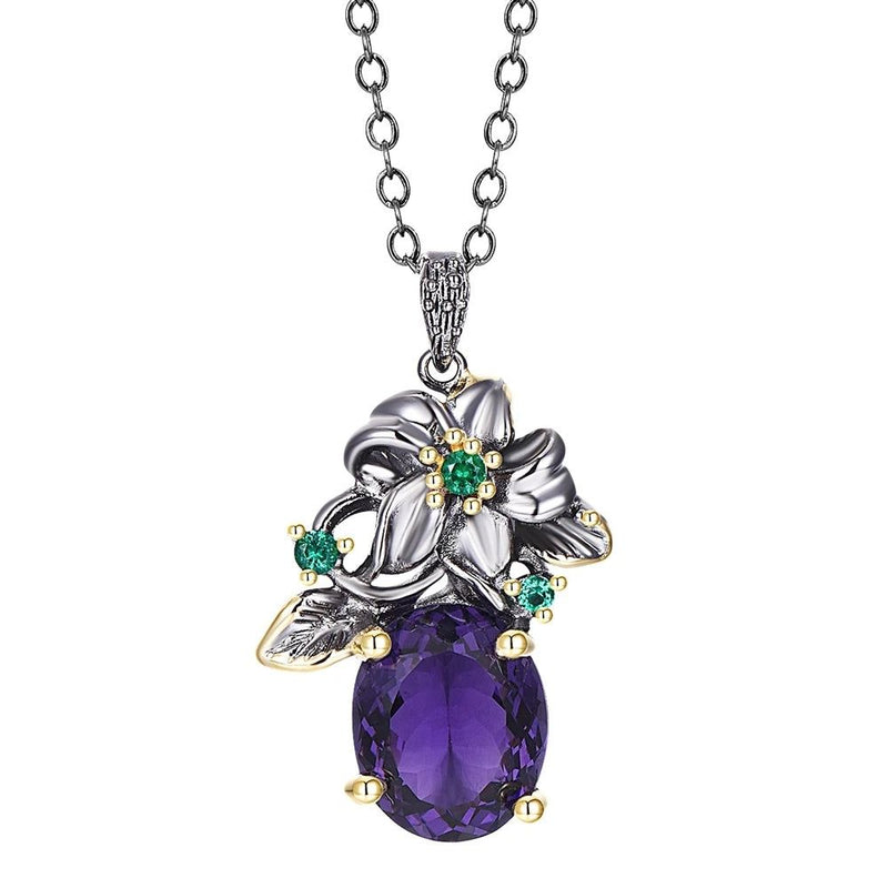 Stunning Floral-Inspired Purple Zircon Pendant Necklace