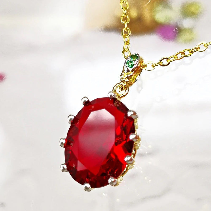 Stunning Red Cubic Zirconia Pendant Necklace - Elegant Bohemia Jewelry