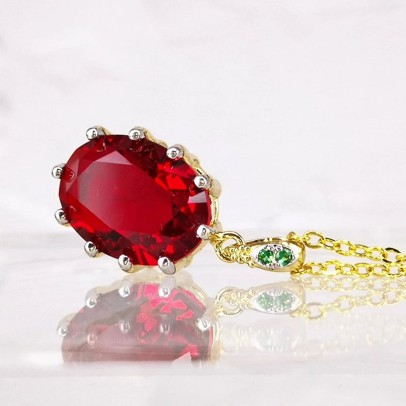 Stunning Red Cubic Zirconia Pendant Necklace - Elegant Bohemia Jewelry