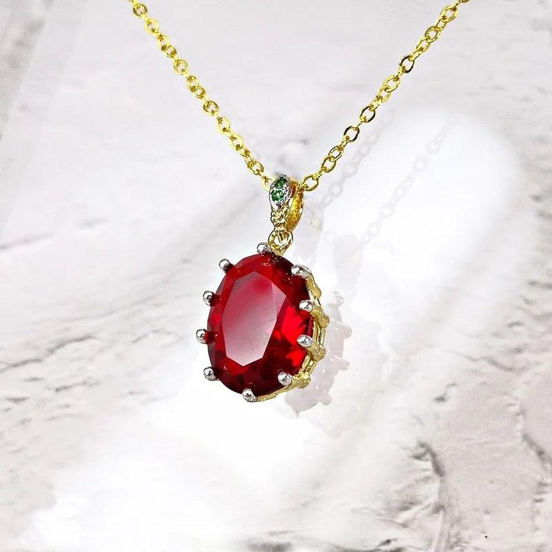 Stunning Red Cubic Zirconia Pendant Necklace - Elegant Bohemia Jewelry