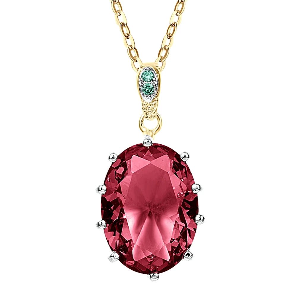 Stunning Red Cubic Zirconia Pendant Necklace - Elegant Bohemia Jewelry