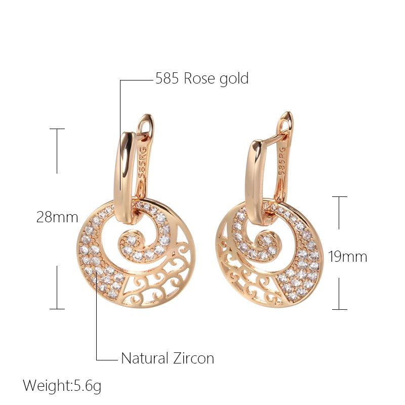 Stunning Rose Gold Crystal Floral Drop Earrings with Natural Zircon Accents