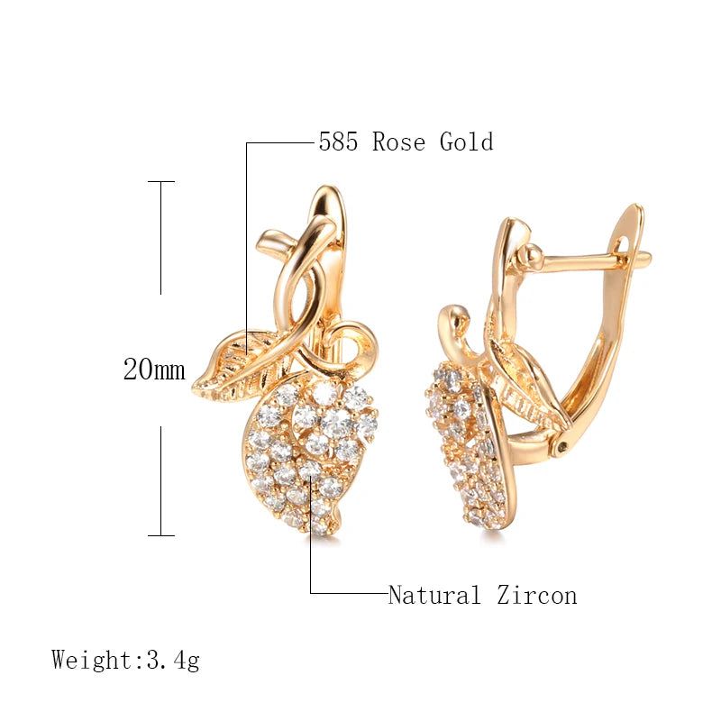 Stunning Rose Gold Floral Drop Earrings with Sparkling Zircon Crystals