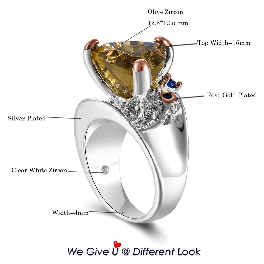 Stunning Unique Designer Zirconia Solitaire Ring - Fashionable Wedding Jewelry