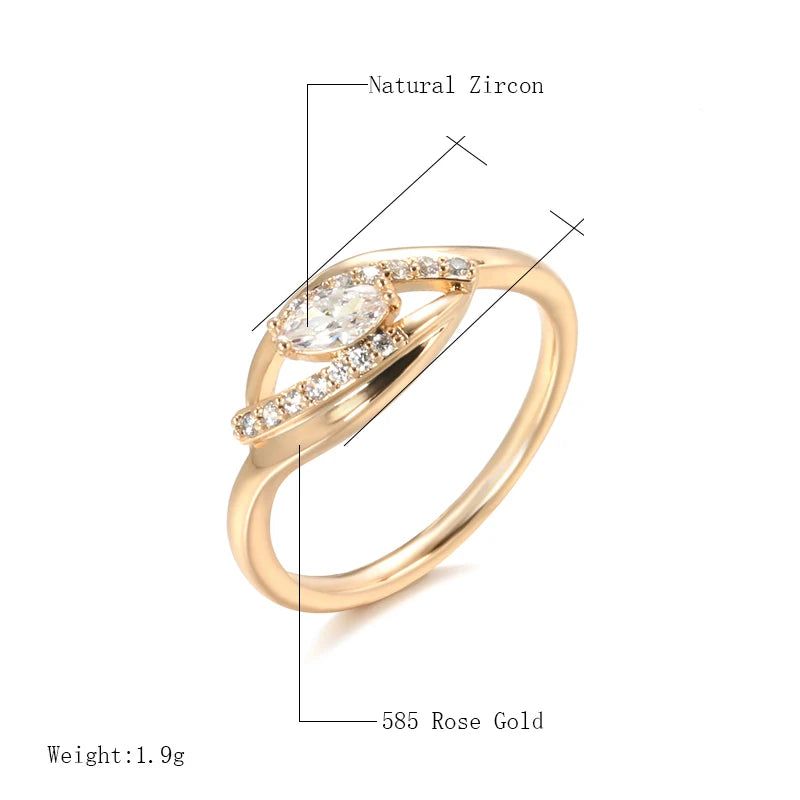 Stylish 585 Rose Gold Cocktail Ring with Natural Zircon Crystals