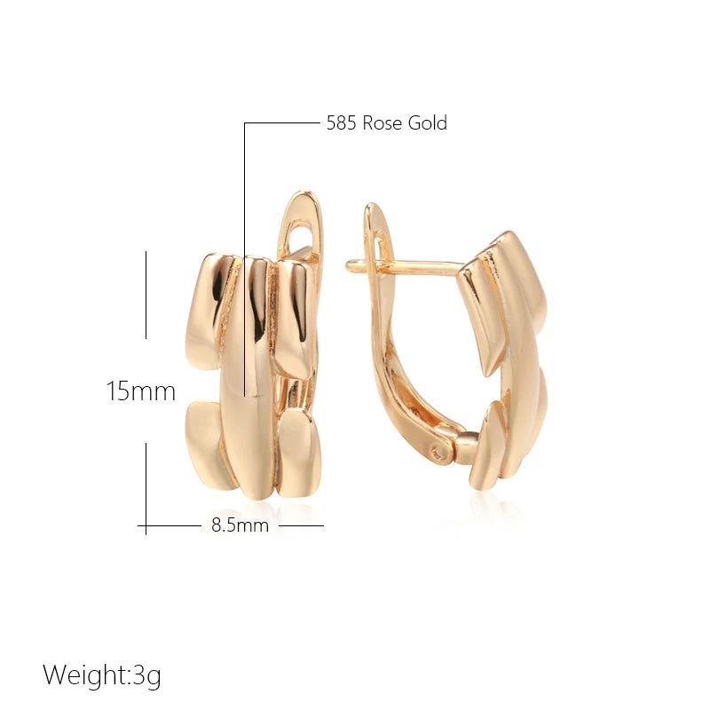 Stylish 585 Rose Gold Square Dangle Earrings - High-Quality Fashion Jewelry