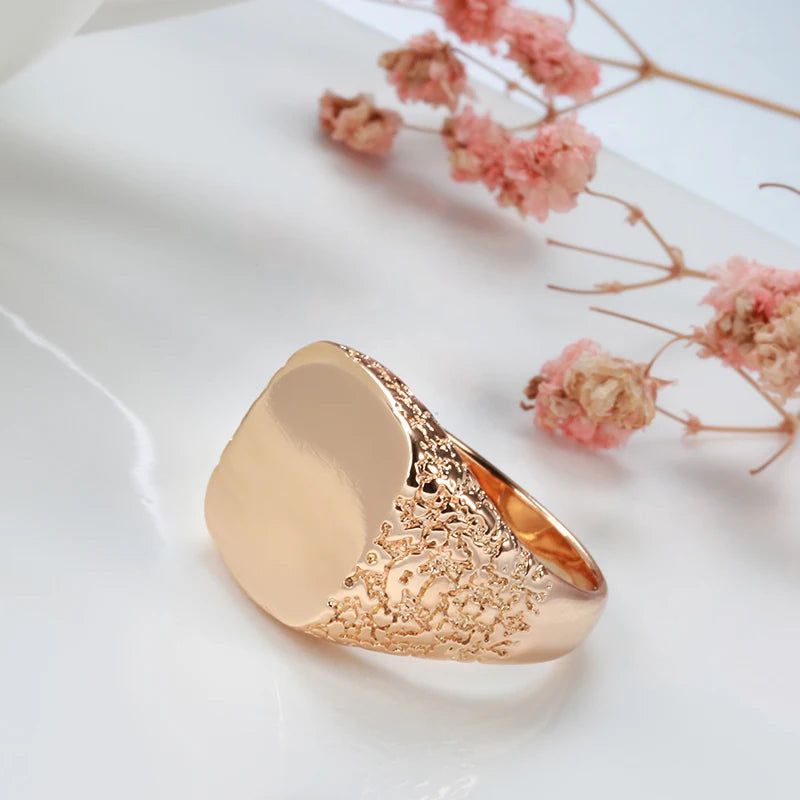 Stylish 585 Rose Gold Square Punk Ring for Men - Hot Fashion Glossy Jewelry