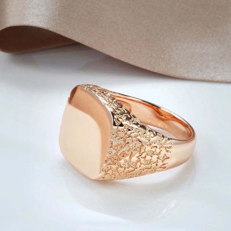 Stylish 585 Rose Gold Square Punk Ring for Men - Hot Fashion Glossy Jewelry