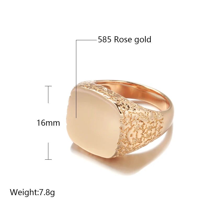 Stylish 585 Rose Gold Square Punk Ring for Men - Hot Fashion Glossy Jewelry