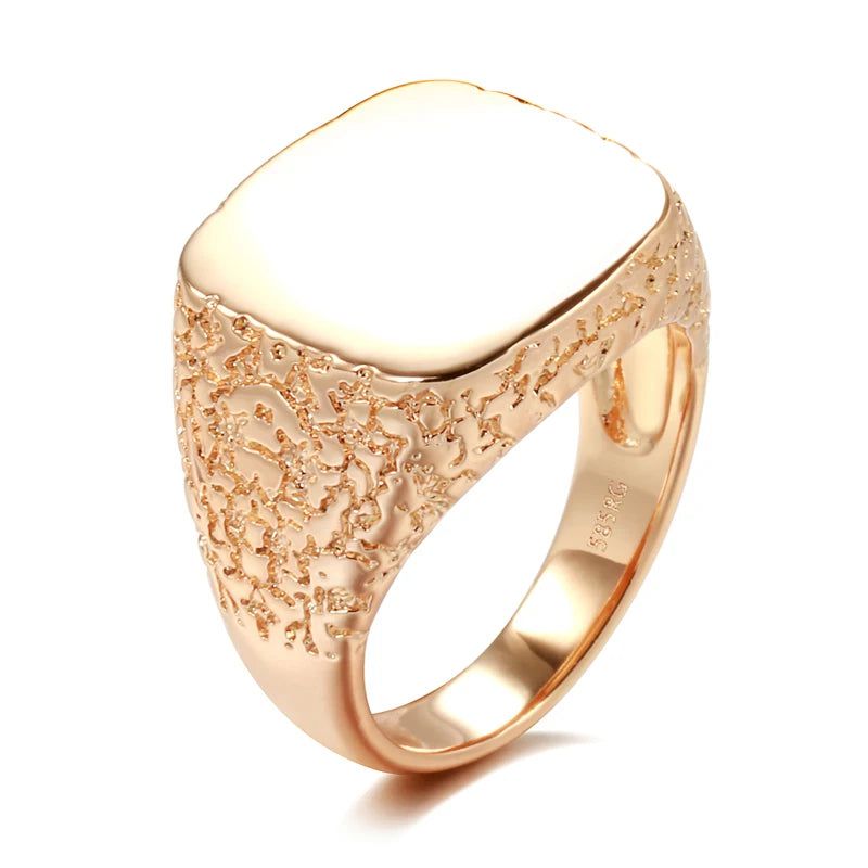 Stylish 585 Rose Gold Square Punk Ring for Men - Hot Fashion Glossy Jewelry