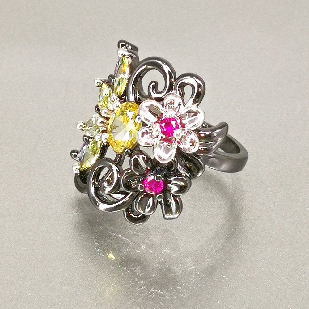 Stylish Color Zirconia Cocktail Ring for Statement Style