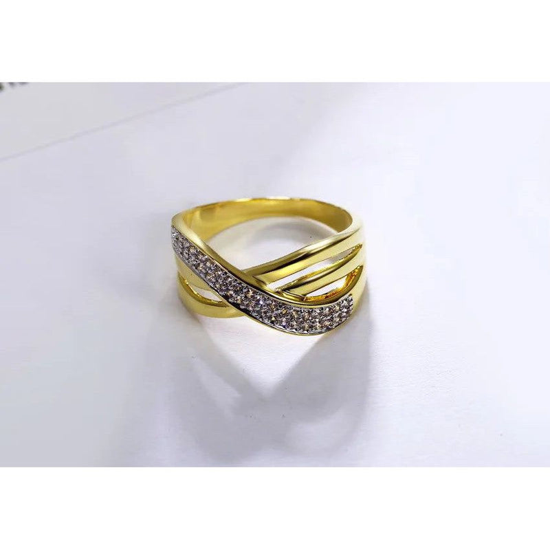 Stylish Cross Design Rhodium Gold Color Stacking Rings with Zircon Pave Detail