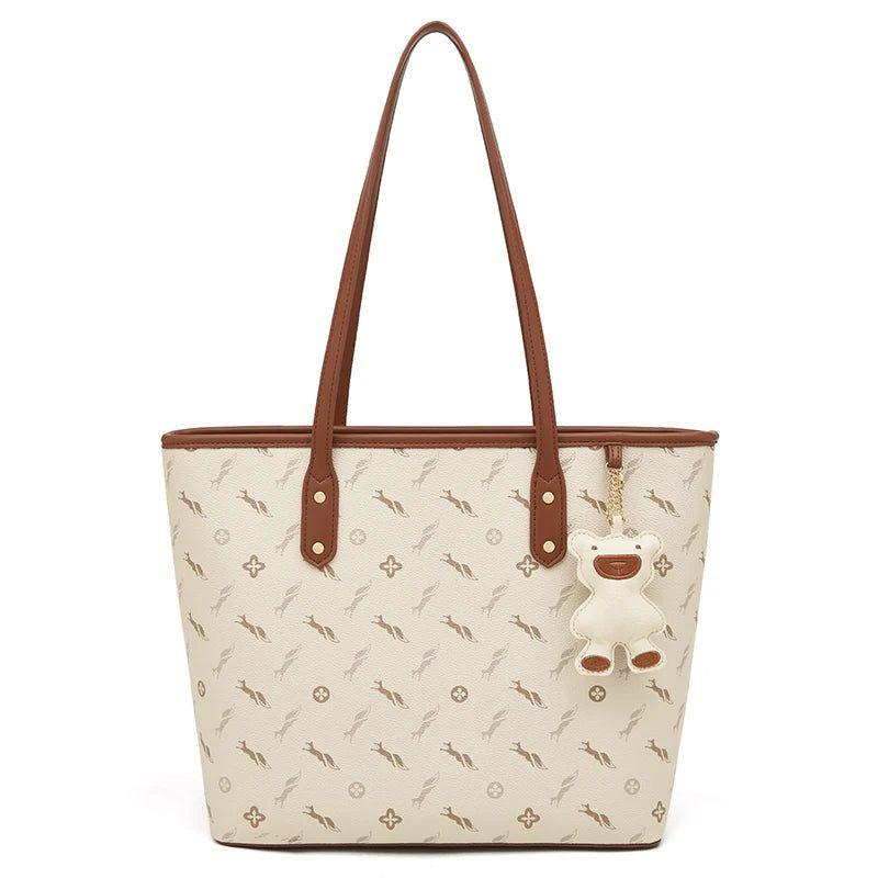 Stylish Foxer Women's Large PU Leather Handbag - Stylish Commute and Travel Tote with Vintage Animal Prints