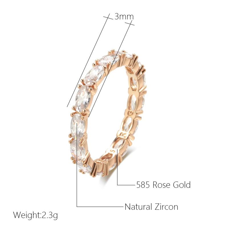 Stylish Full Oval Natural Zircon Eternal Ring in Luxury Rose Gold Finish