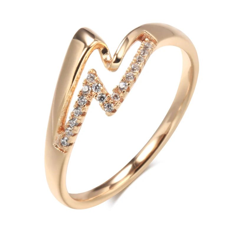 Stylish Geometric 585 Rose Gold Ring with Natural Zircon - Minimalist Fashion Jewelry