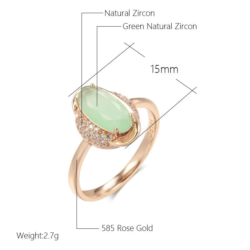 Stylish Geometric Emerald Cut Oval Zircon Ring in Luxury 585 Rose Gold