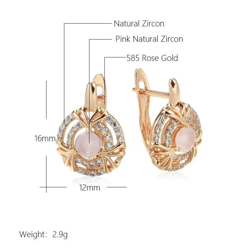 Stylish Geometric Green Zircon Drop Earrings in 585 Rose Gold