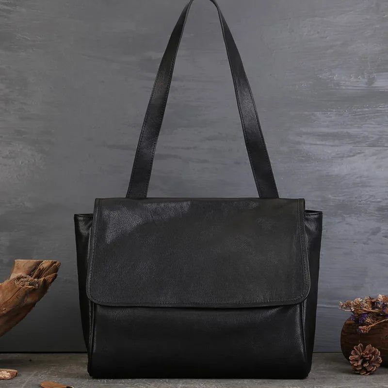 Stylish Large Capacity Genuine Cowhide Leather Tote Bag for Women