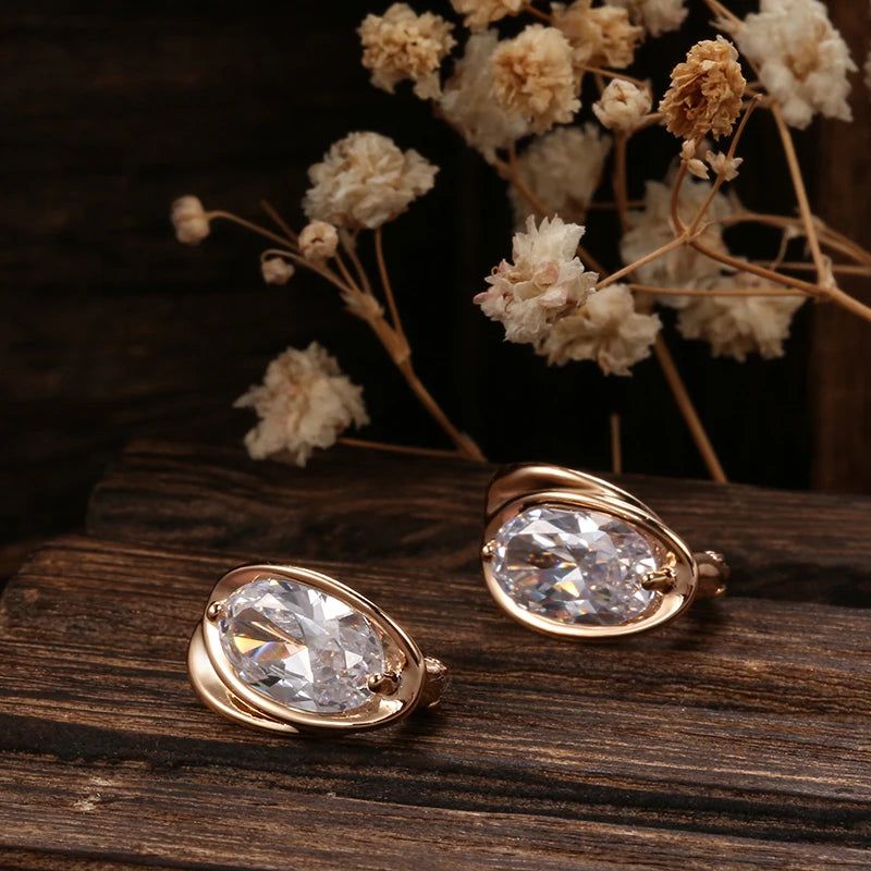 Stylish Red Natural Zircon Drop Earrings in Rose Gold - Statement Jewelry for Special Occasions