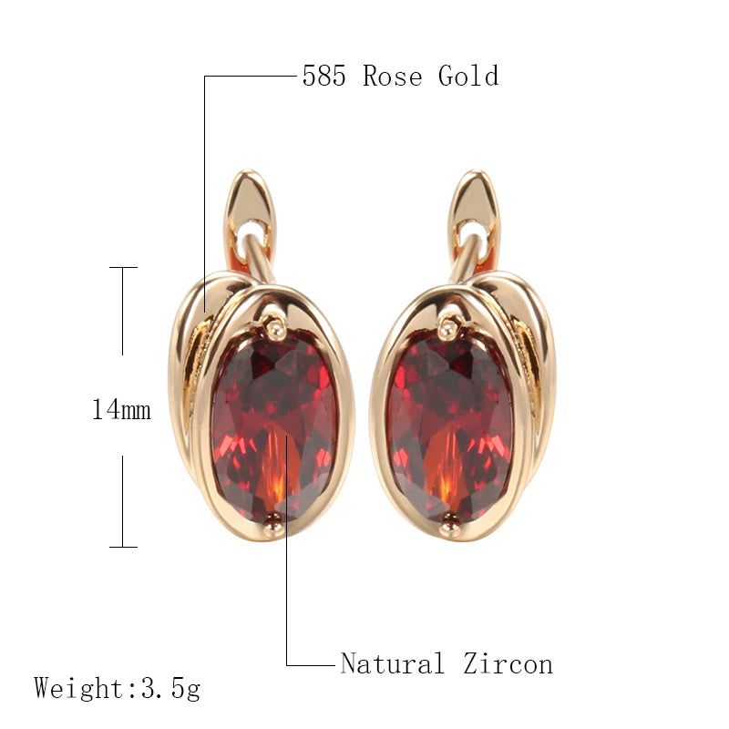 Stylish Red Natural Zircon Drop Earrings in Rose Gold - Statement Jewelry for Special Occasions