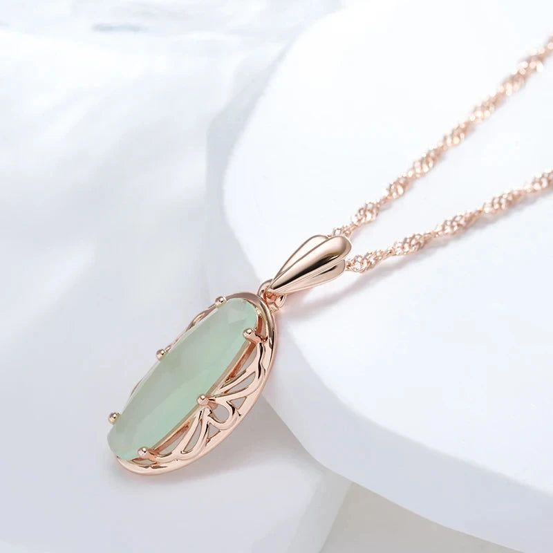 Stylish Red Zircon Pendant Necklace in 585 Rose Gold - Vintage High-Quality Jewelry