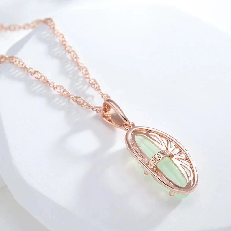 Stylish Red Zircon Pendant Necklace in 585 Rose Gold - Vintage High-Quality Jewelry